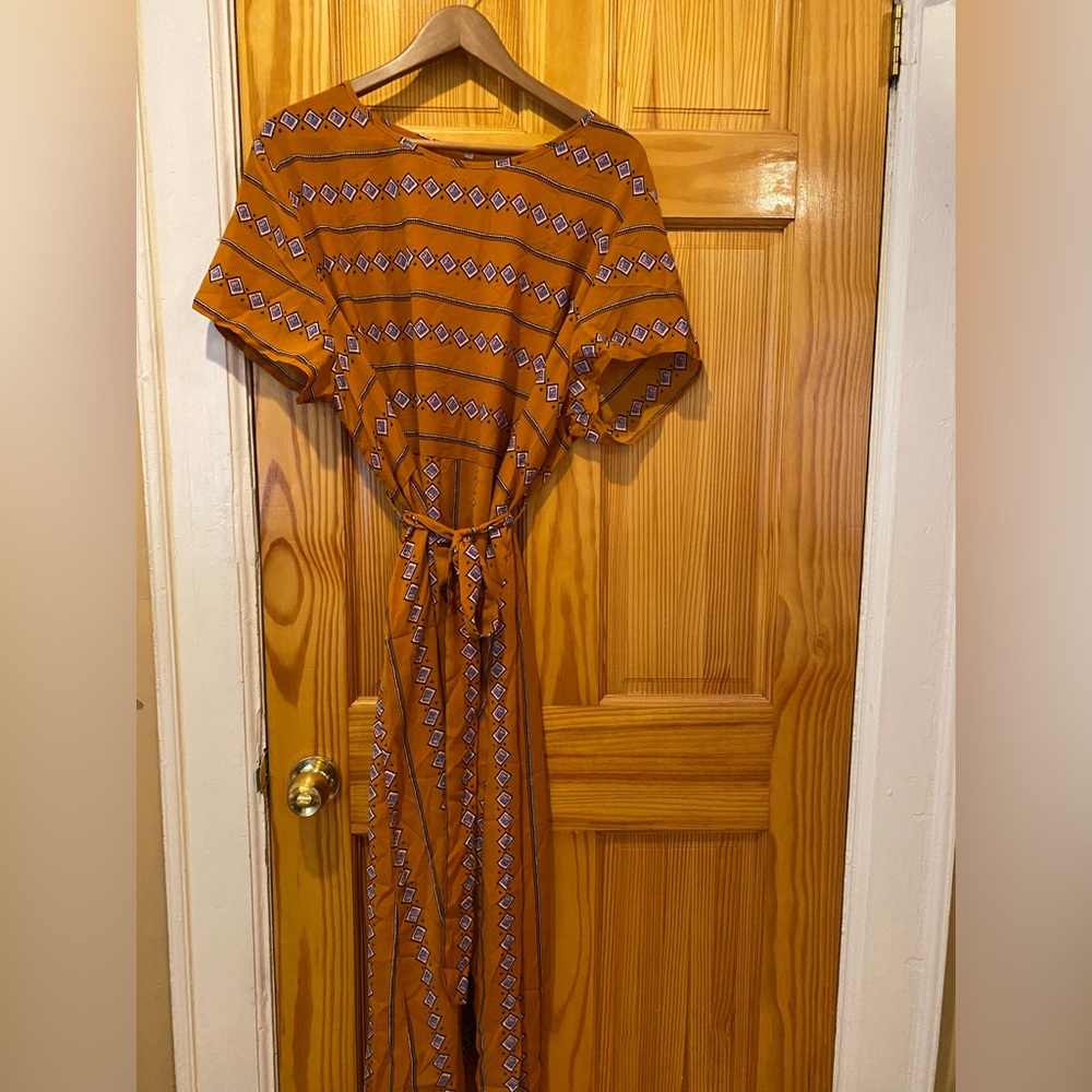 Aztec Patterned Summer Dress with Tie Sash